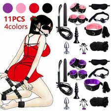 11PCS For-Couple Adults Sexy Bandage SM Sex Toys Handcuffs Collar Whip Rope Kit
