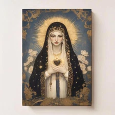 Virgin Mary Canvas Wall Art, Our Lady Poster Print Decor, Christian Saint Gift