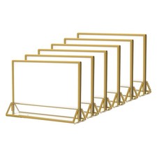 6Pack 7 x 5 Horizontal Clear Acrylic Sign Holder with Gold Borders, Double Si...
