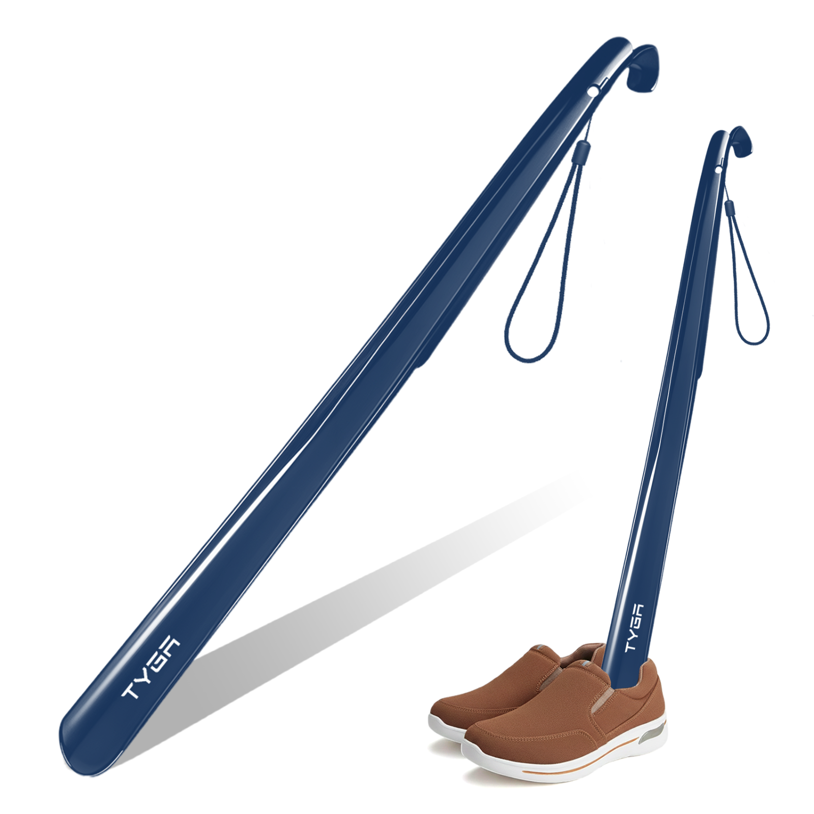TYGA STORE Shoe Horn Extra Long Handled 23 inches, 58cm Comfortable (Blue, 1)