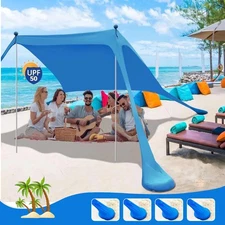 Beach Shade, UPF50+ Portable Beach Shade Tent,  Beach Shade Canopy w/Sandbag