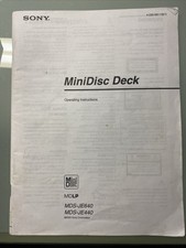 Sony MDS-JE640 / MDS-JE440 MiniDisc deck Operating Instructions User Manual orig