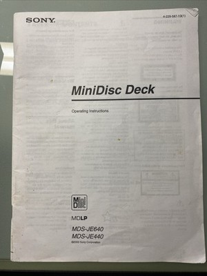 Sony MDS-JE640 / MDS-JE440 MiniDisc deck Operating Instructions User Manual orig