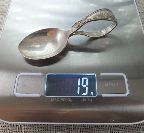 Rogers Lunt & Bowlen RBL Sterling Silver Loop Handled Baby Spoon 19g  1960s