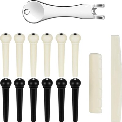 Gitarrenteile Set 12 Stegstifte Gitarre Sattel Puller Werkzeug Akustik