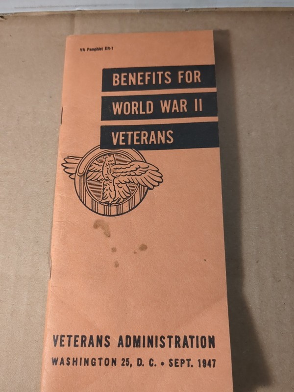 Vintage 1947 VA Pamphlet "Benefits For World War ll Veterans" September 1947