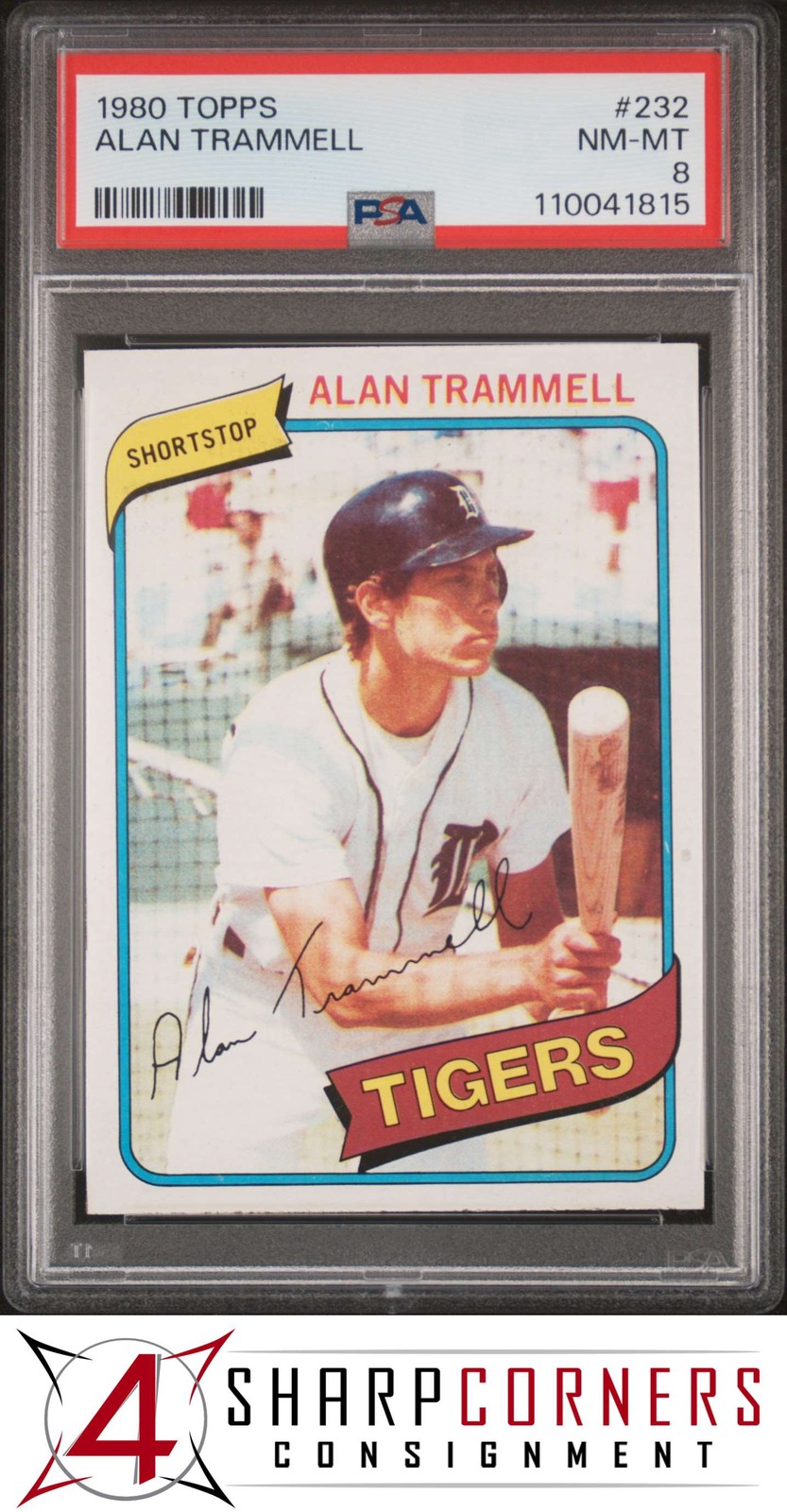 1980 TOPPS #232 ALAN TRAMMELL TIGERS HOF PSA 8