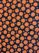 Halloween Pumpkins on Black by the yard, 44  wide, 100 cotton