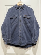 VTG Carhartt Workwear Shirt Large Faded Black Button Up Heavy Long Sleeve