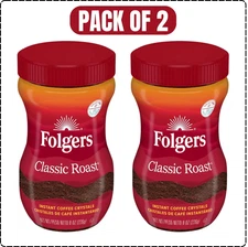 Folgers Classic Roast Instant Coffee 8-Ounce Jars 100% Pure (Pack Of 2)