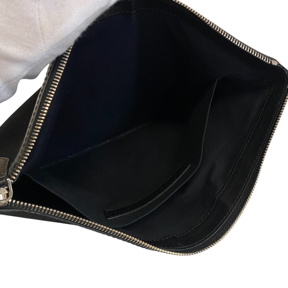 BALENCIAGA 373834 leather Navy clip M Clutch bag black leather mens thumbnail 7