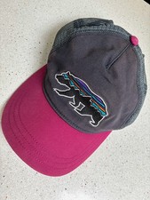 Patagonia Fitz Roy Bear Hat Snapback Blue Gray Trucker Cap Mesh Faded