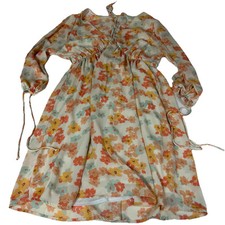 Peach Love Women’s Dress Size Medium Floral Spring Wedding Easter Orange #3098