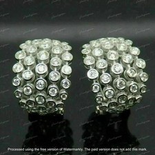 Lab-Created Diamond 2Ct Round Cut Women's Hoop Earring 14K White Gold Plated