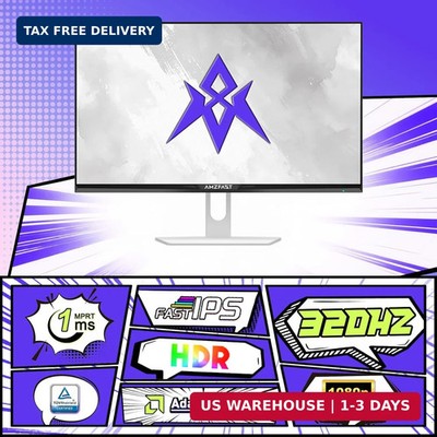 Amzfast 25 Inch White Gaming Monitor 320Hz/300Hz/240Hz, FHD 1080P