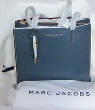 NWT Marc Jacobs M0012669 The Grind Pebbled Leather Shopper Tote Blue Sea