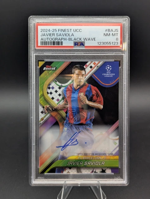 2024-25 Topps Finest UEFA Javier Saviola True Black Auto 3/10 PSA 8 Pop 1