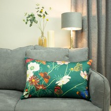 Image of Paoletti Wild Fauna Botanical Print Cushion Cover, Emerald, 40 x 60 Cm