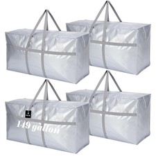 4 Pcs 149 Gallon Extra Large Moving Bags Heavy Duty Storage Bag with Strong Z...