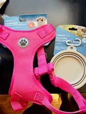 Dog Harness L & Bowl