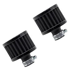 2Pcs 12mm Air Filter Mini Universal Vent Crankcase Cold Air Intake Black