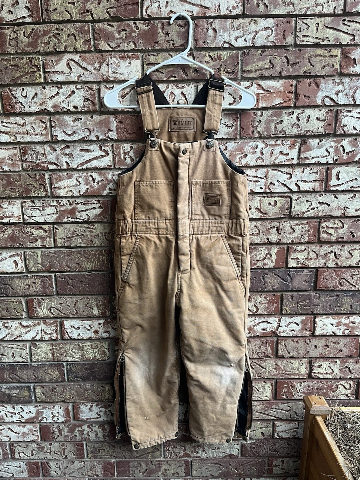 CE Schmidt Workwear Insulated Bib Overalls Youth Small 6-8 Brown