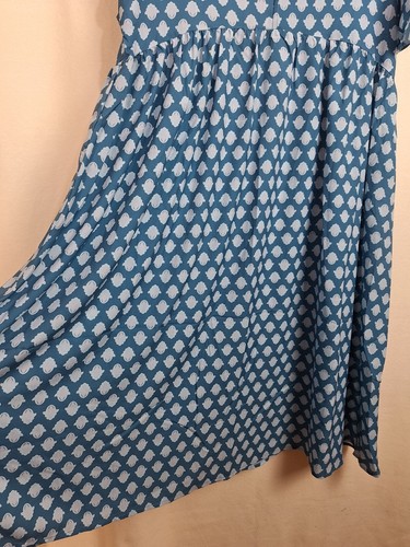 Tendency Blue Baroque Short Sleeve v Neck Smock Slip a Line Midi Dress Large - Picture 6 of 10