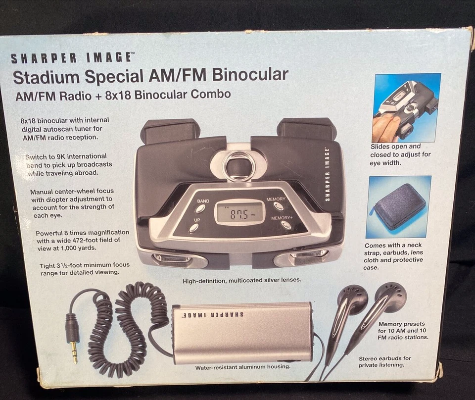 Sharper Image 2004 Stadium Special AM/FM 8x18 Binocular Combo Sealed - Image 2 of 4
