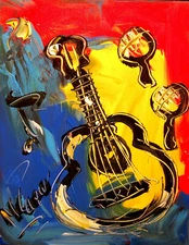 Guitar ART  Abstract Modern Original Oil Painting  SIGNED FBRRefBB