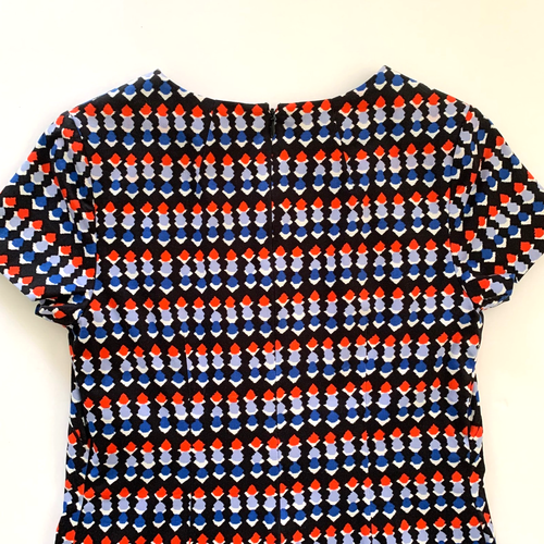 Shoshanna Geometric Sheath Shift Dress sz 0 00 2 XS Stretch Cotton Pockets - Picture 5 of 6