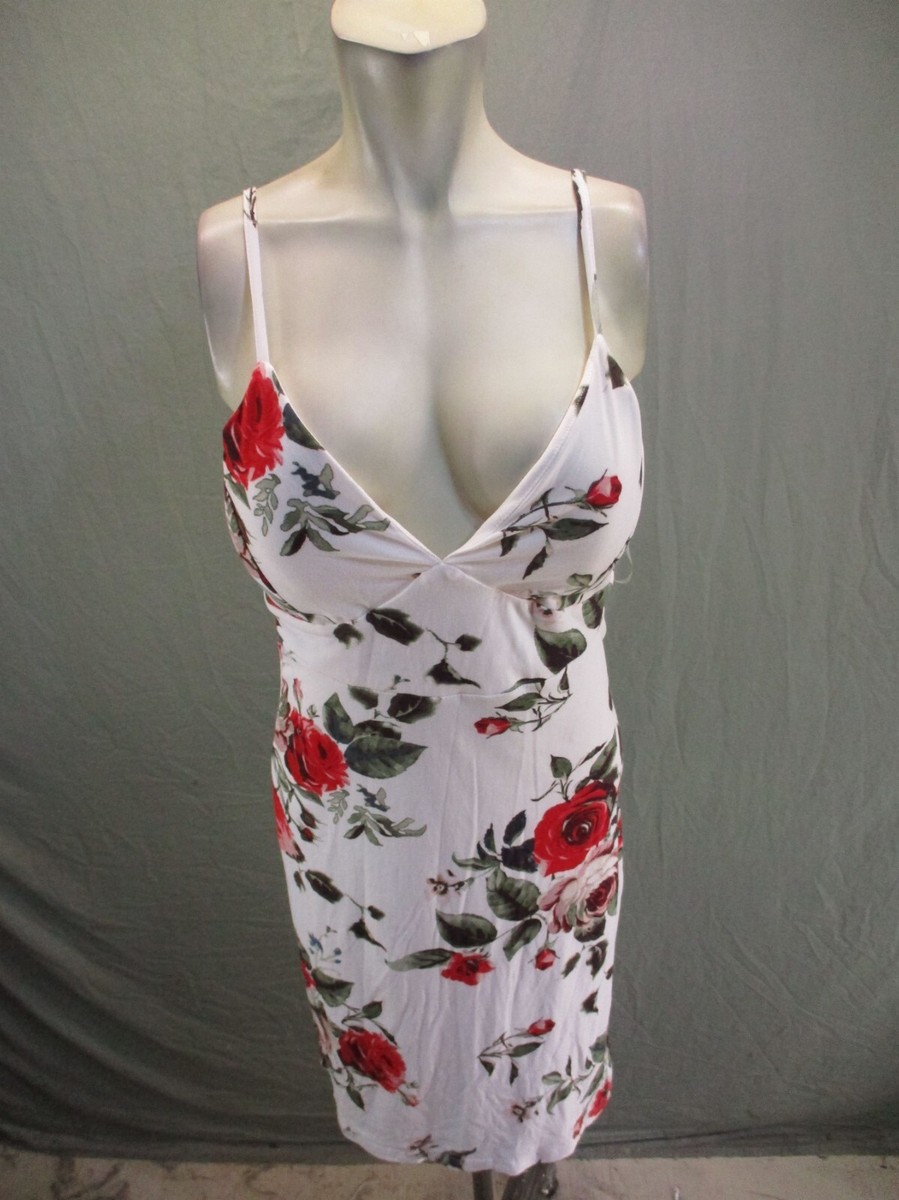 Justify Size L Womens Multicolor Floral Plunge Open Back Mini Cami Dress 319