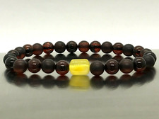 AMBER BRACELET Gift Round Beads Cherry NATURAL BALTIC AMBER Barrel 5,3g 9603