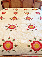 Antique Quilt Stylized Rose Appliqu  Rose Of Sharon Museum Quality