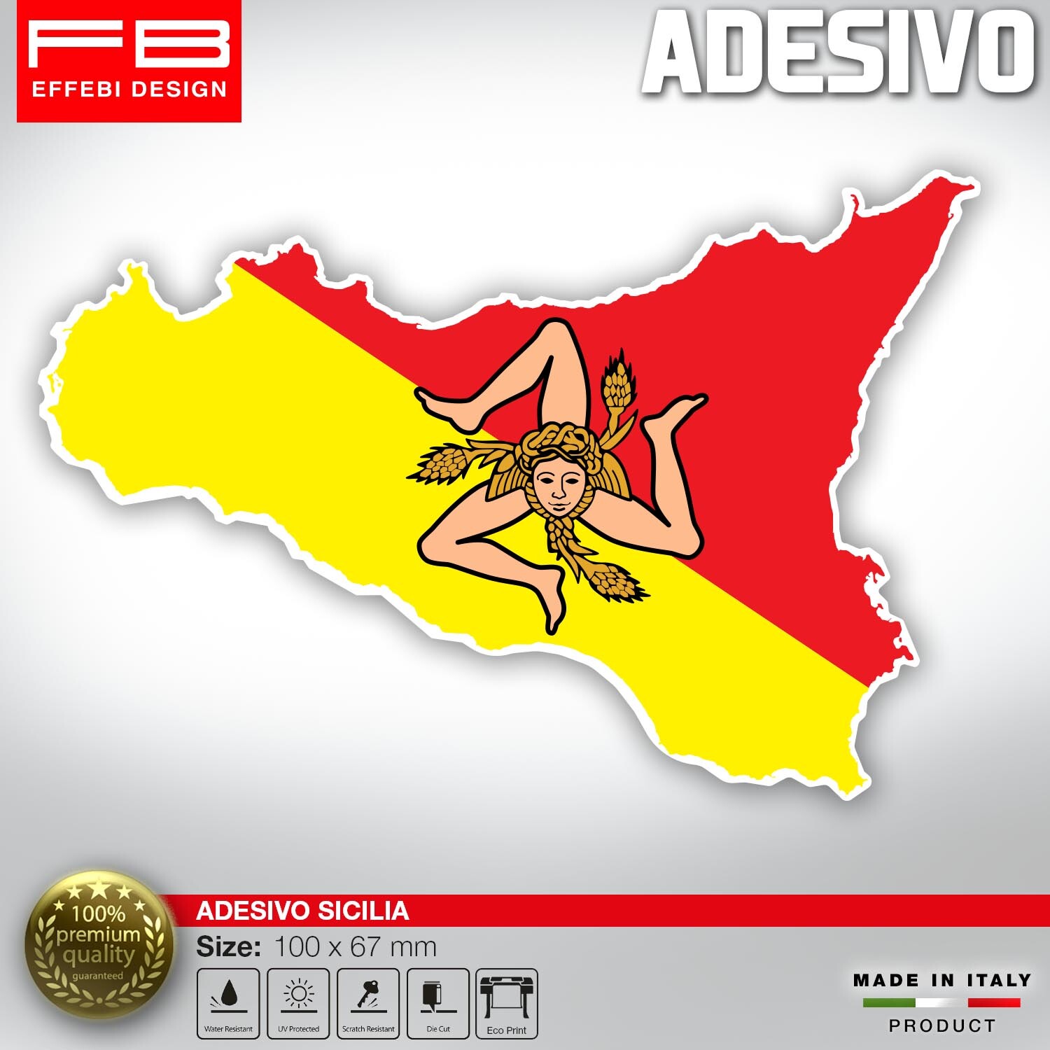 Akachafactory Adesivo Bandiera Italia Regione Veneto – Resistente Acqua E Sole 90x100mm