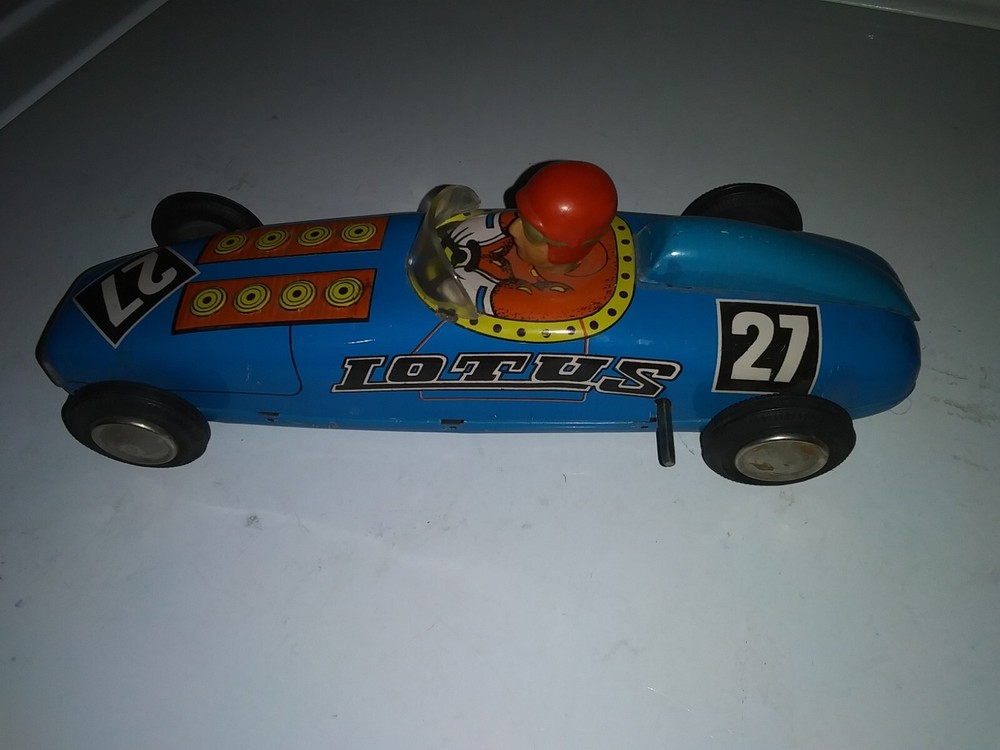 Vintage Lotus Indy Style Race Car Friction Tin Litho 9 1/2