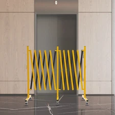 16 FT Industrial Expandable Metal Barricade Safety Barrier Gate with Casters