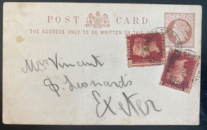 1900s Bristol England Postal Stationery Postcard Uprated Cover To Exter