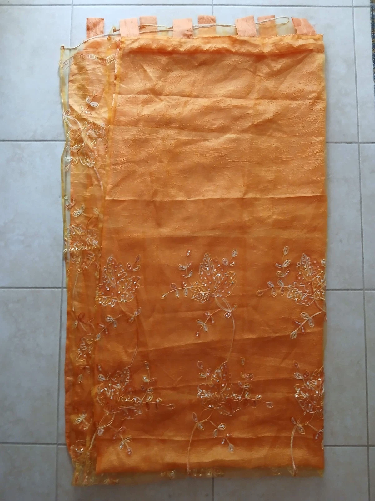 lot 2313 pair of orange curtains 140x260 cm approx