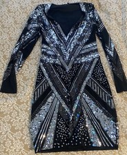 Express Women’s Sequin Stretch Bodycon Art Decor Party Dress Small