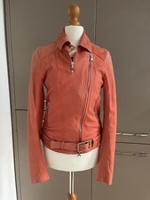 Patrizia Pepe Orange Leather Jacket Size 40 (s) Faded On Shoulders & Back
