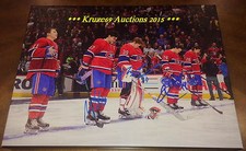 2015/16 Montreal CANADIENS Stand 4 Anthem AUTO CANVAS Signed by 3~PACIORETTY WoW