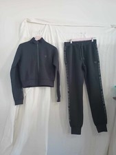 guess active black sweatshirt long pant set m/l ex87 