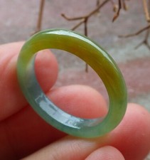 Certified Icy Green Yellow Natural A JADE Jadeite Circle RING USA. 8    531606