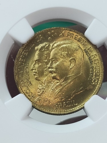 1922 500 Réis Brazil Independence Centennial NGC MS 65 - Picture 2 of 3