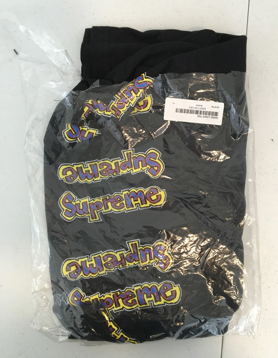 Supreme Gonz Logo Tee Black SS18 Size XL DS New Authentic