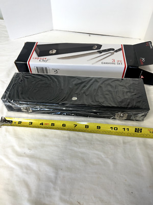 NWB Grande Chef 3PC Carving and Slicing Knife Set, Wooden Storage Case New Seale