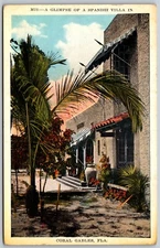 1935 Spanish Villa Coral Gables Florida VINTAGE Postcard 8284