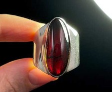 RED AMBER Ring, Sterling Silver, Size 9.5, Stone Crystal Handmade Jewelry, 52631