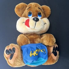 Vintage Brown Bear & Honey Pot 16” Plush Stuffed Animal Spring SOFT 1997