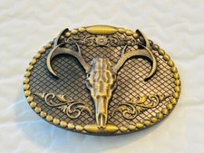 Belt Buckle - Deer Antlers and Skull